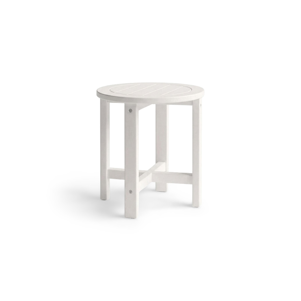 HDPE Round Patio Side Table, 16 Inch Slatted, All-Weather