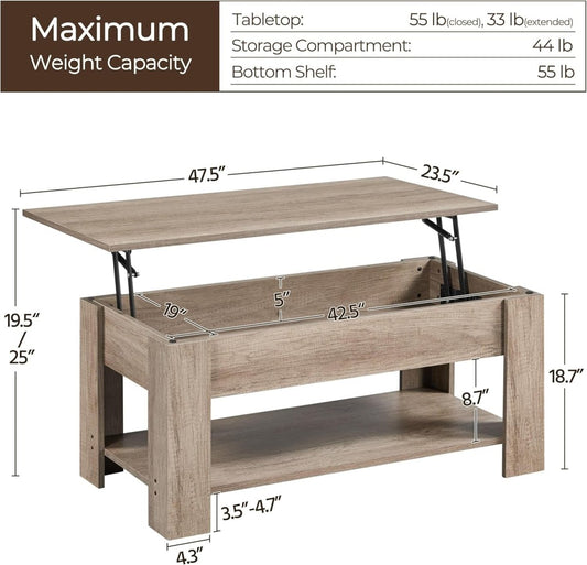 Lift Top With Hidden Coffee Table End Table Set