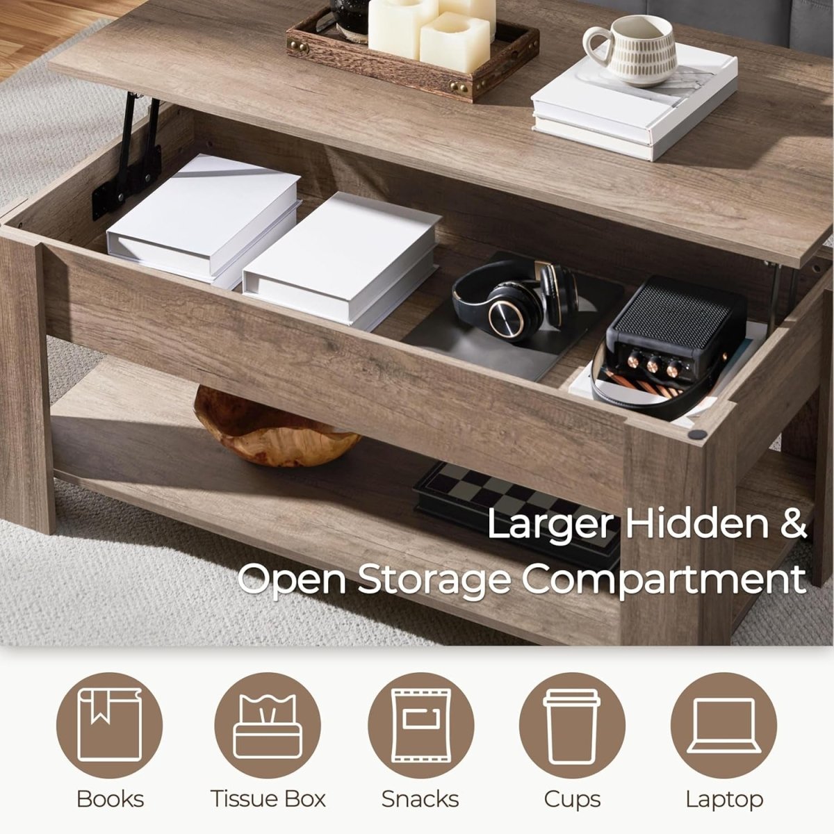 lift top coffee table details