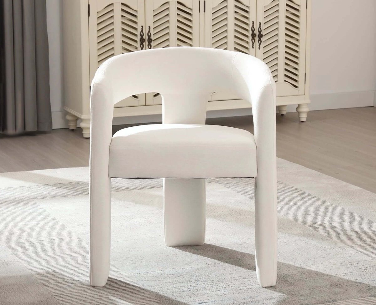Linen Barrel Dining Chair with Open-Back