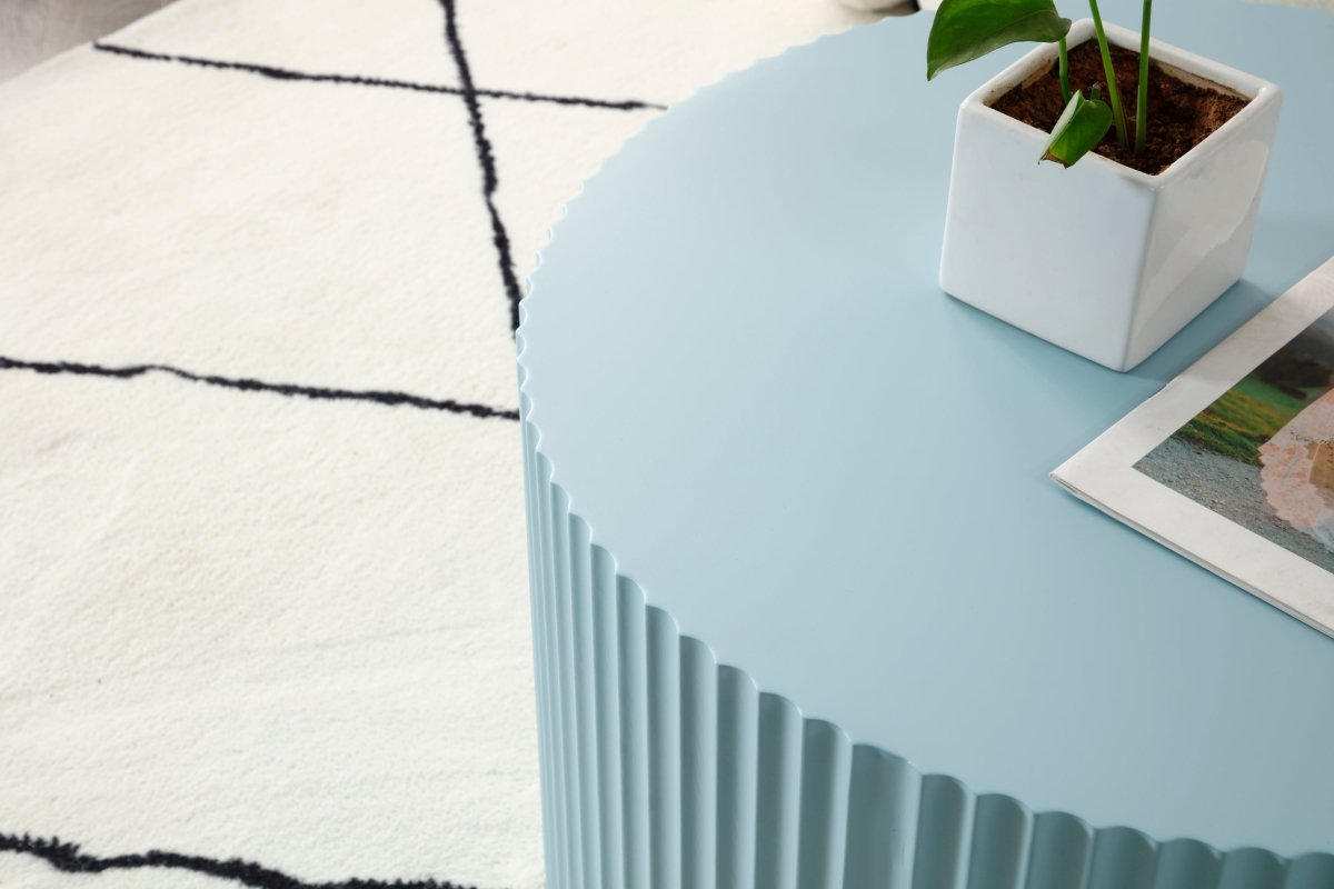 rounded edge coffee table blue