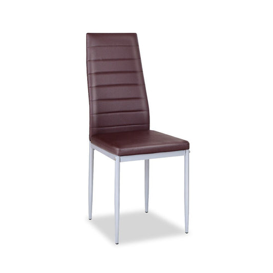 Stunning brown leather chairs dining Set of 4 High Back PVC Leather