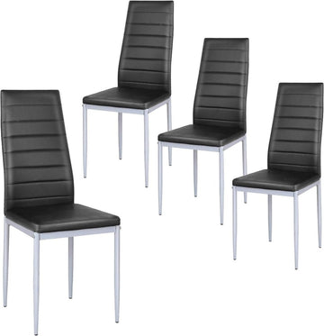 Stunning brown leather chairs dining Set of 4 High Back PVC Leather