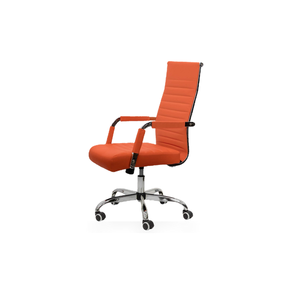 Orange Ribbed PU Leather Task Chair with Chrome Base
