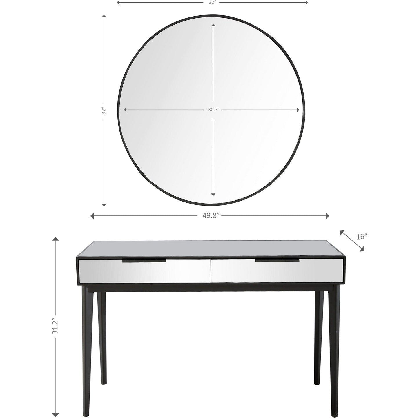 Smoky Grey Console Table And Mirror size