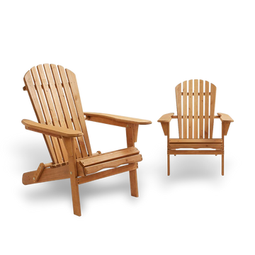 wooden folding Adirondack chair in Hemlock, lightweight, portable outdoor seating.