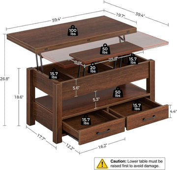 solid wood lift top table photo
