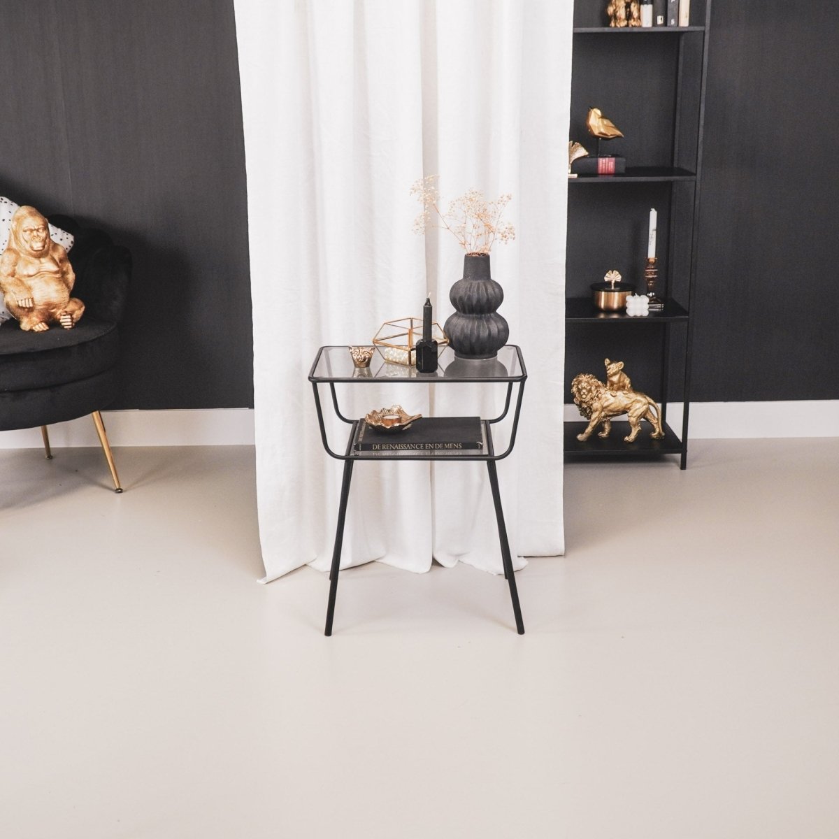 glass coffee table modern view
