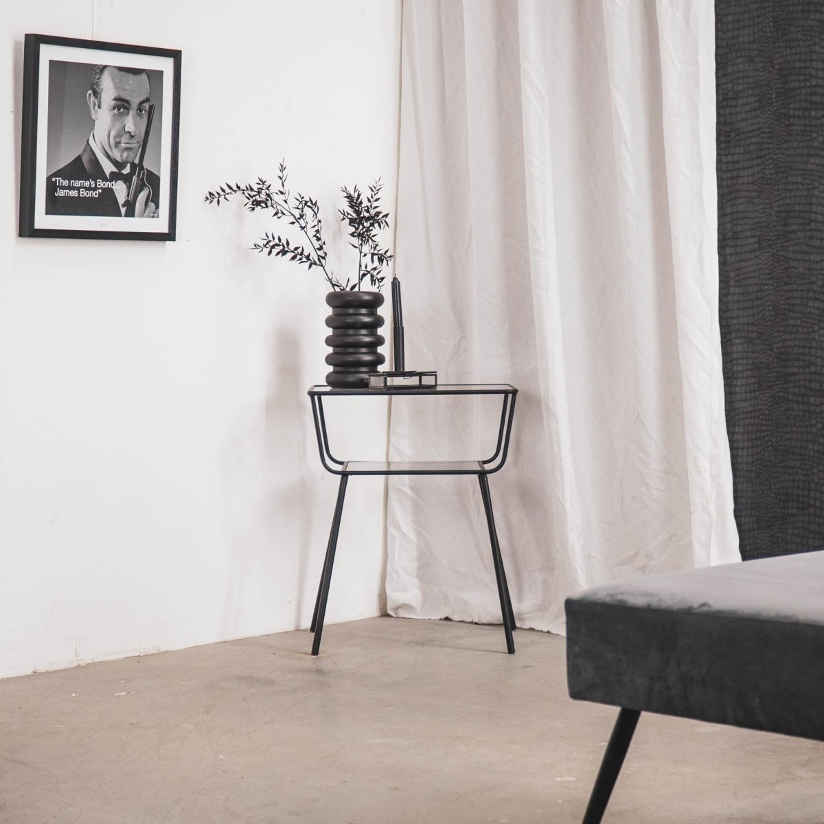 glass interior table metal