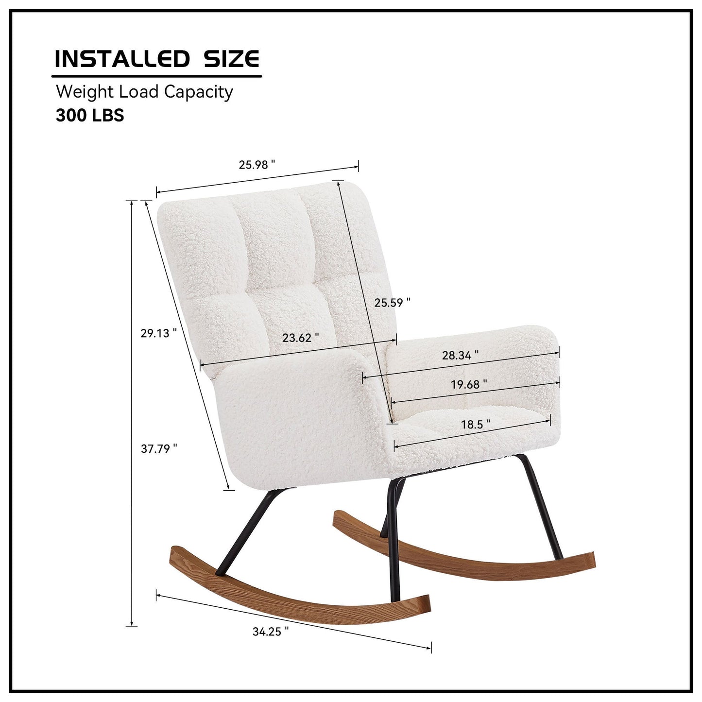 Stylish Rocking Chair with High Backrest size