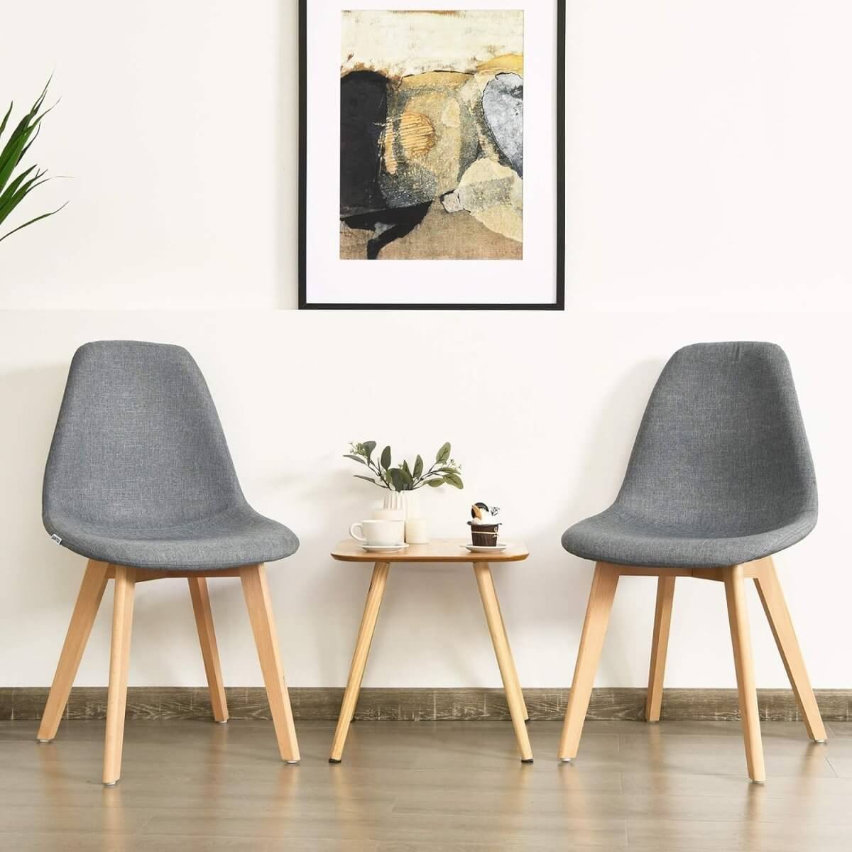 Stylish Set of 4 Grey Modern Fabric Dining Chairs