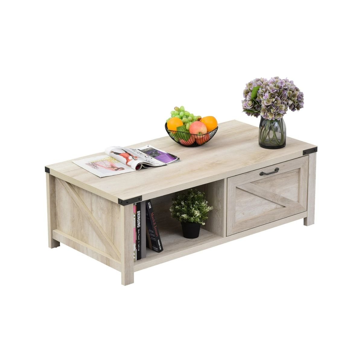 Stylish_White_Oak_Coffee_Table_Side_End_Table_With_Drawer