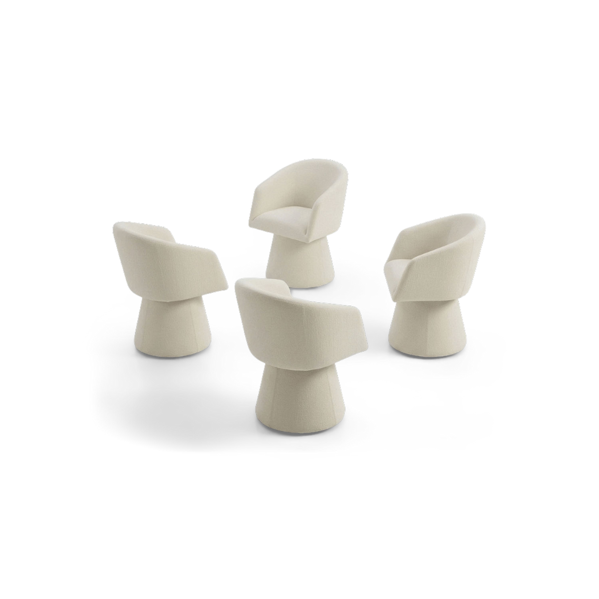 Swivel Boucle Dining Chairs, Set of 4 on a plain #f3f3f3 studio ground