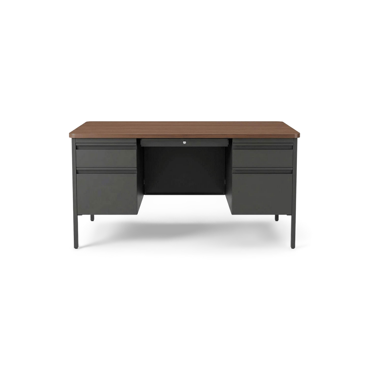 Teacher's Desk with Storage, Steel and Walnut Laminate