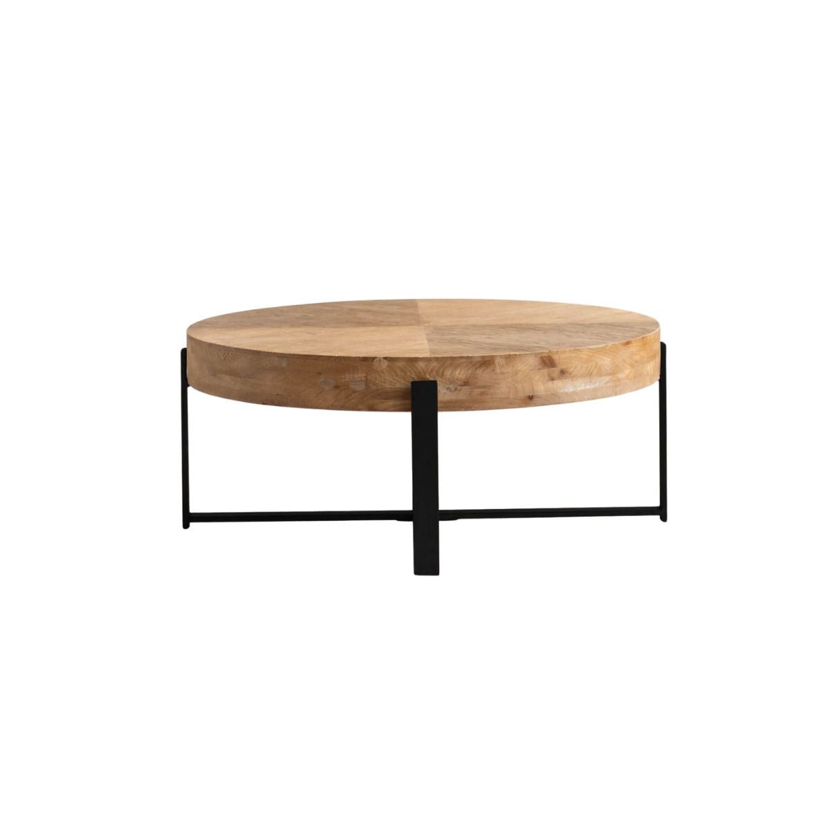 Vintage Wood Coffee Table Splicing Circular With Easy Assembly