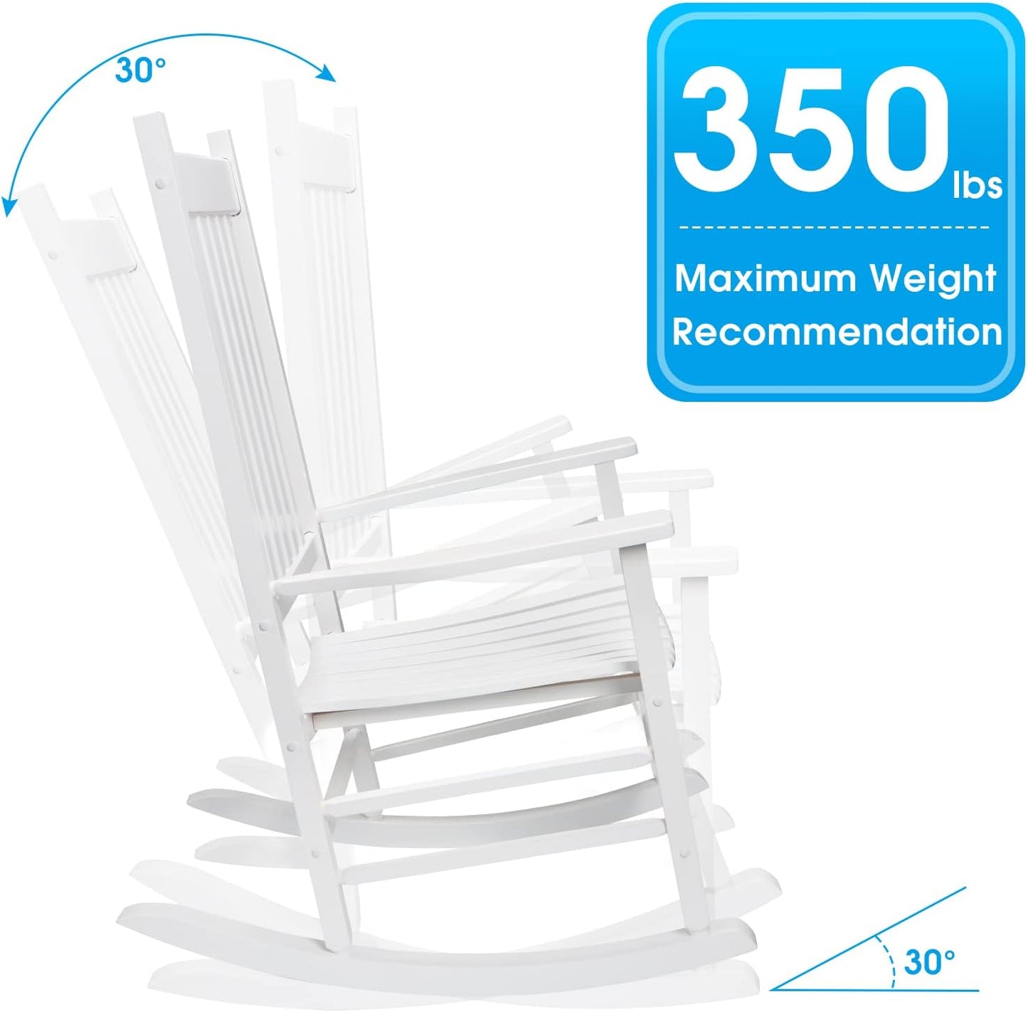 White Patio Chairs Classic Wood Rocker maximum weight