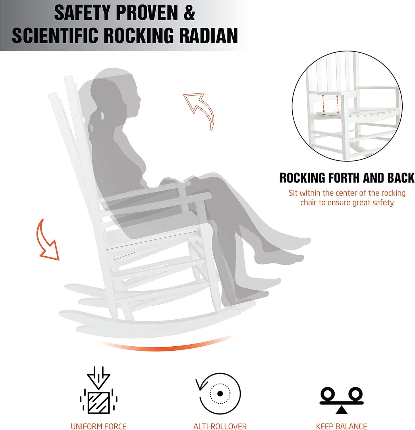 White Chairs Classic Wood Rocker Safety