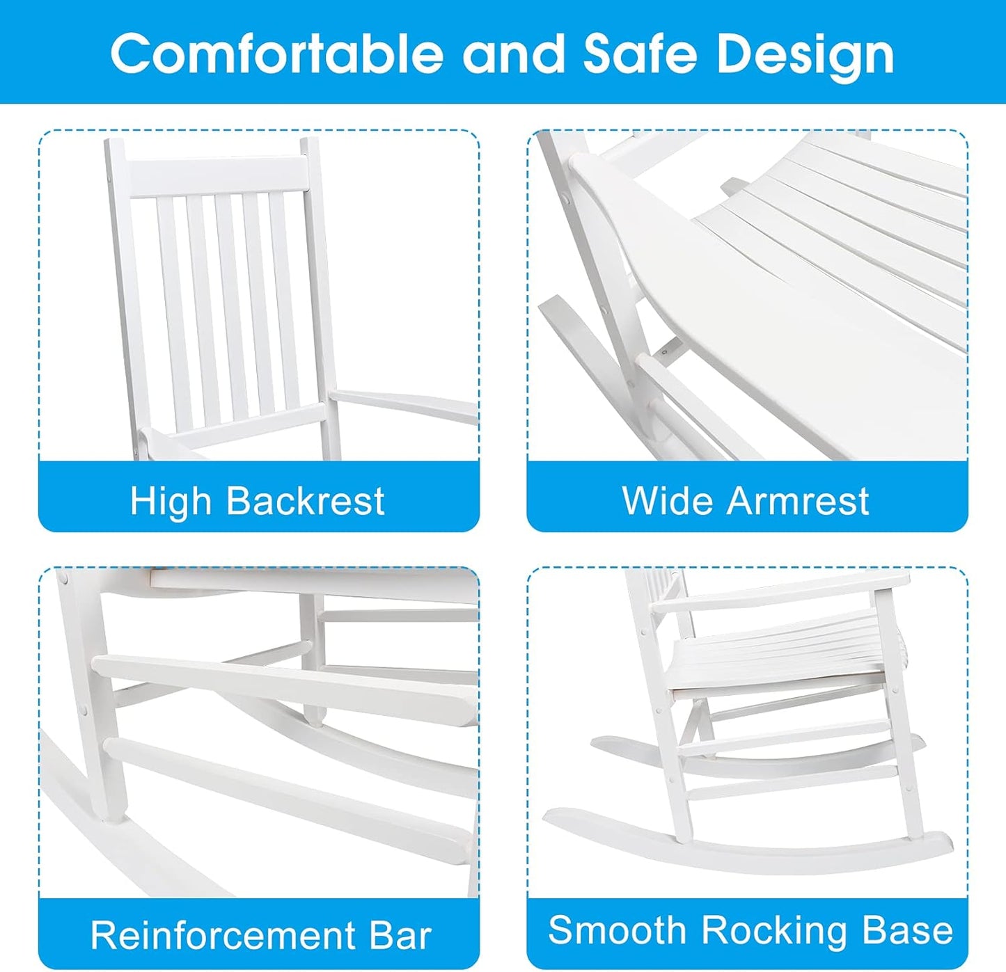 White Patio Chairs Classic Wood Rocker Features