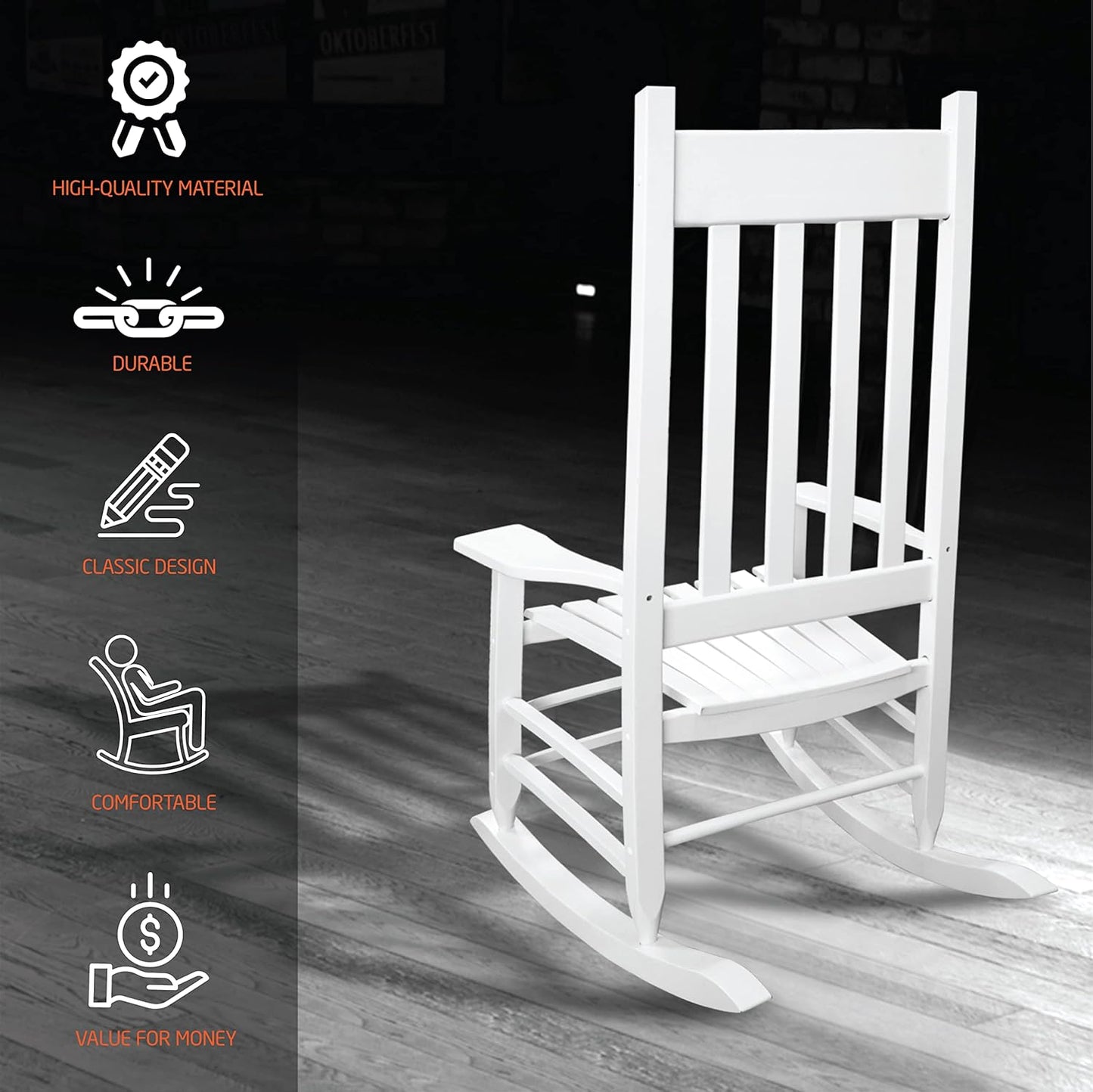 White Chairs Classic Wood Rocker quality