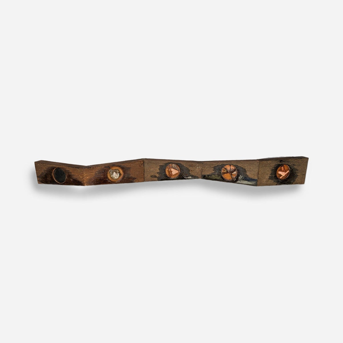 Wood and resin wall art, 60 inch zig zag strip, front view