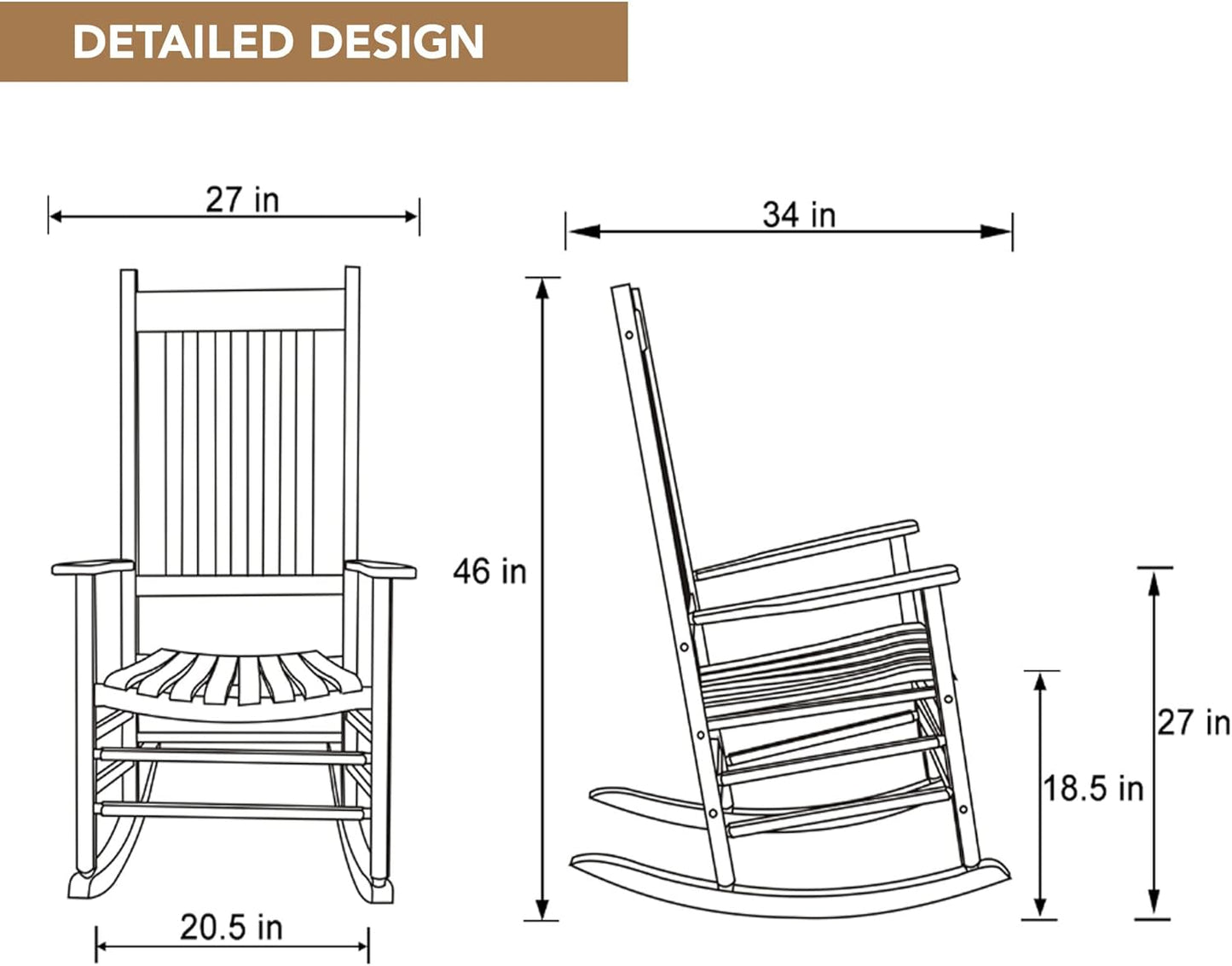 Outdoor Wooden Rocking Chairs Dimensions