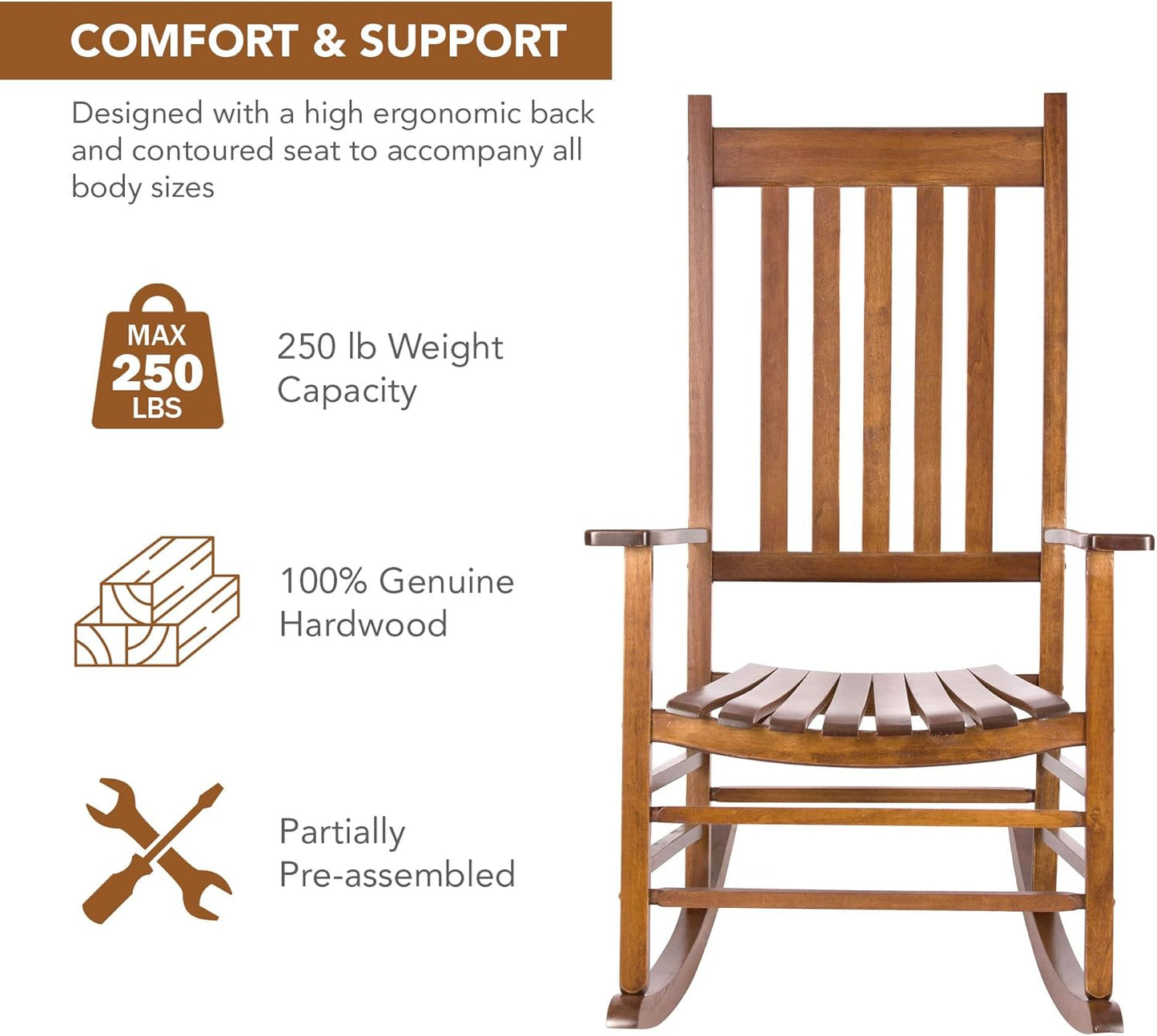 Wooden Rocking Chair features