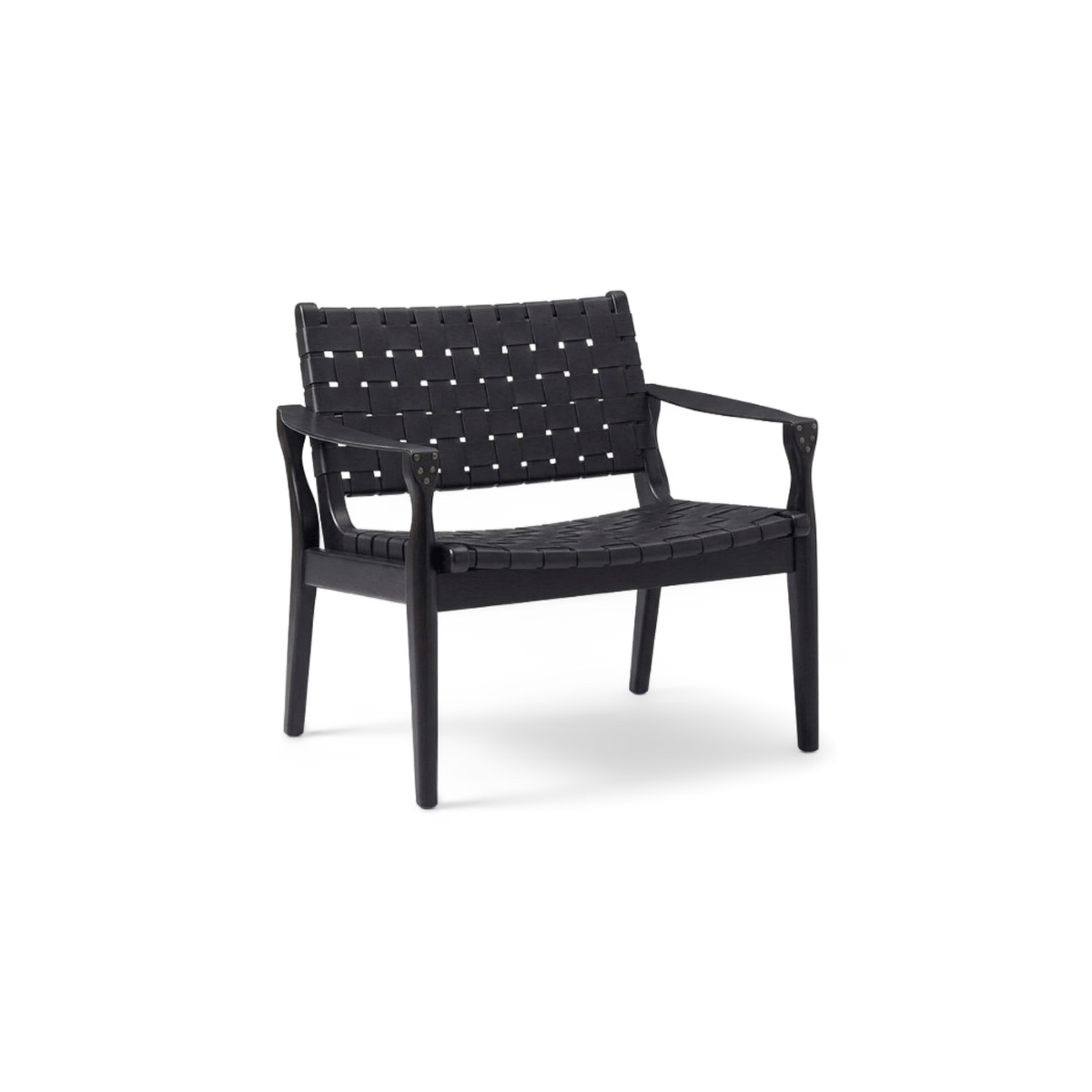 Woven faux leather accent chair at a three-quarter angle (plain studio)