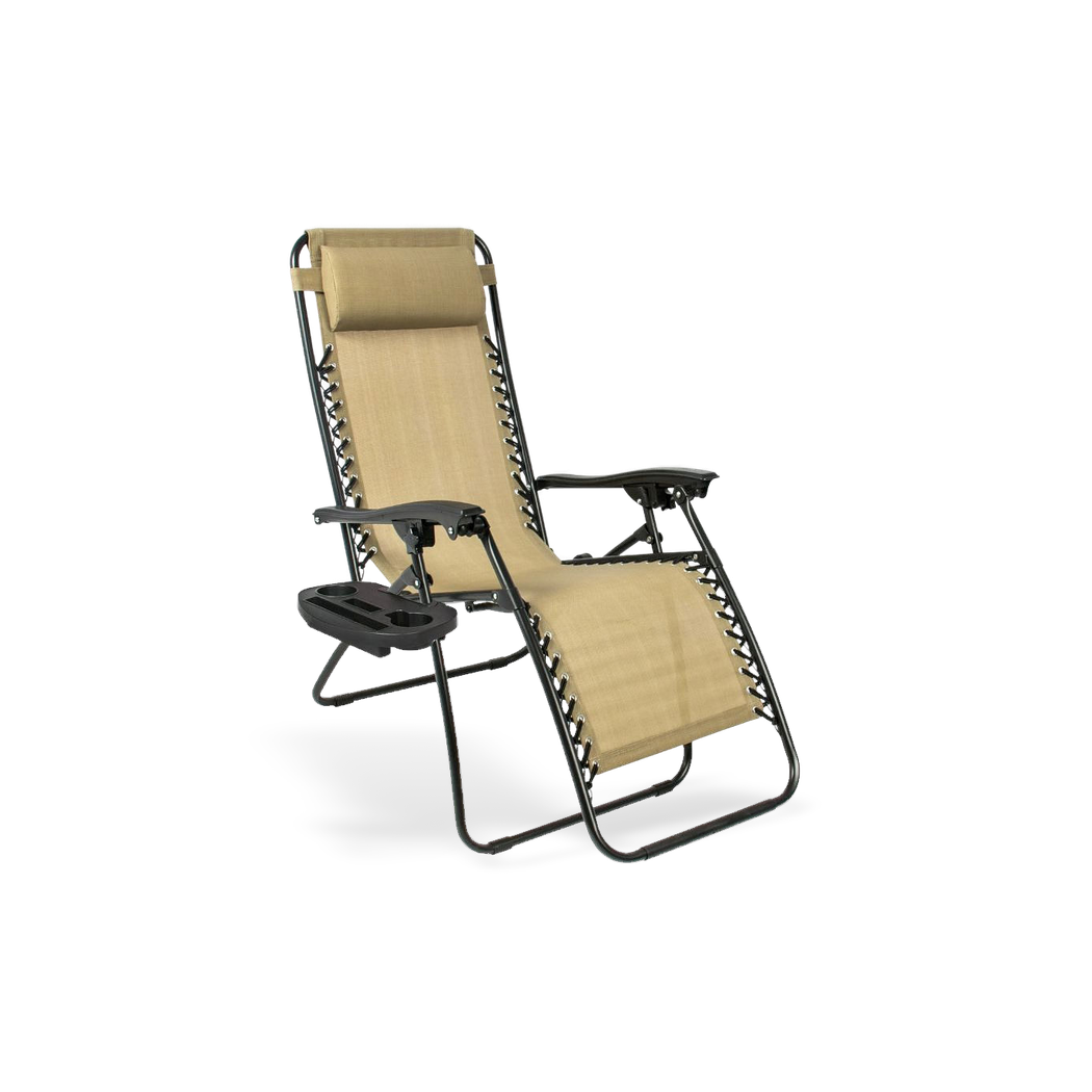 Zero gravity lounge chairs with side trays, 2-pack, shown against a #f3f3f3 studio backdrop.