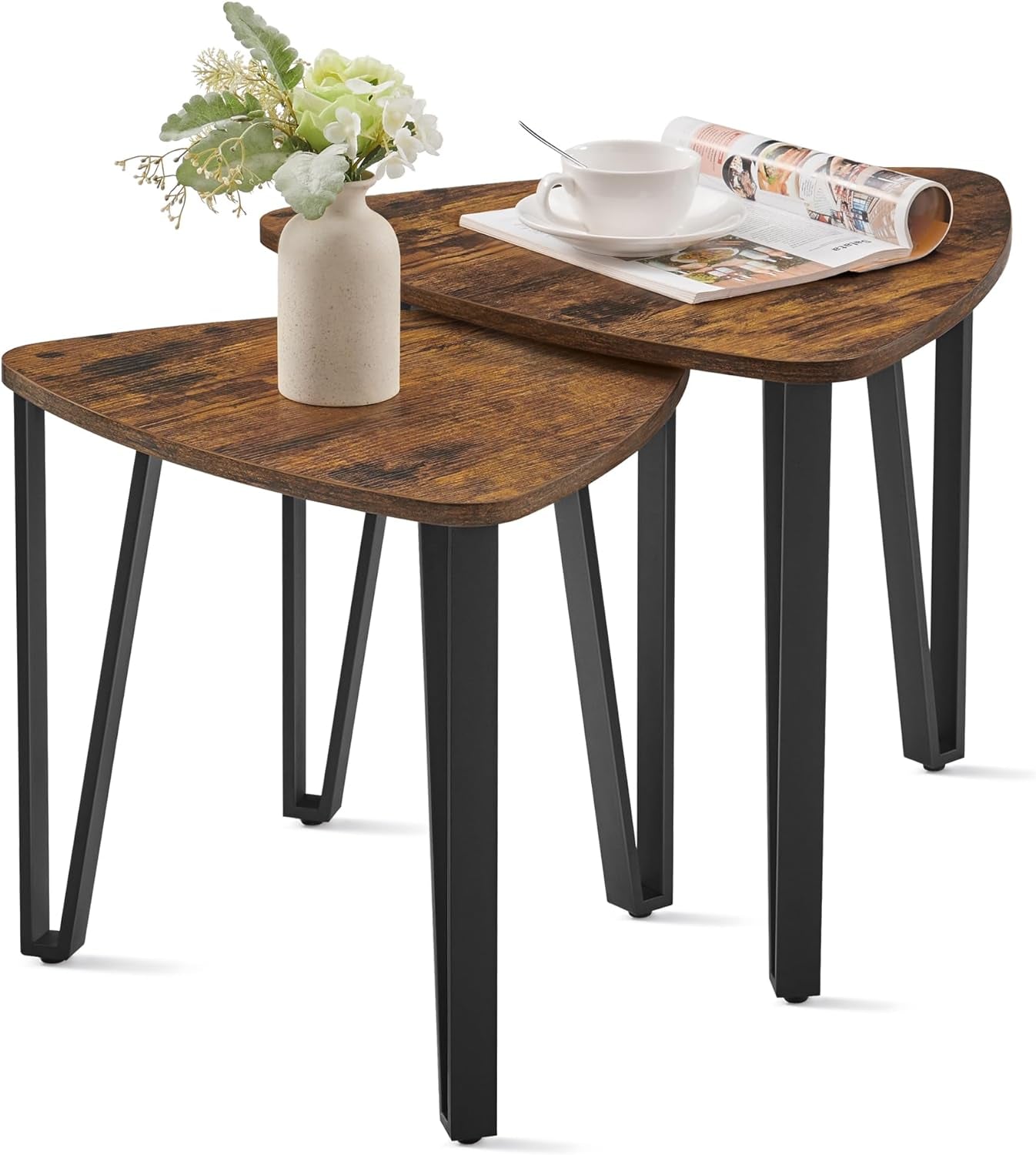 Rustic Brown and Black Coffee Table Set