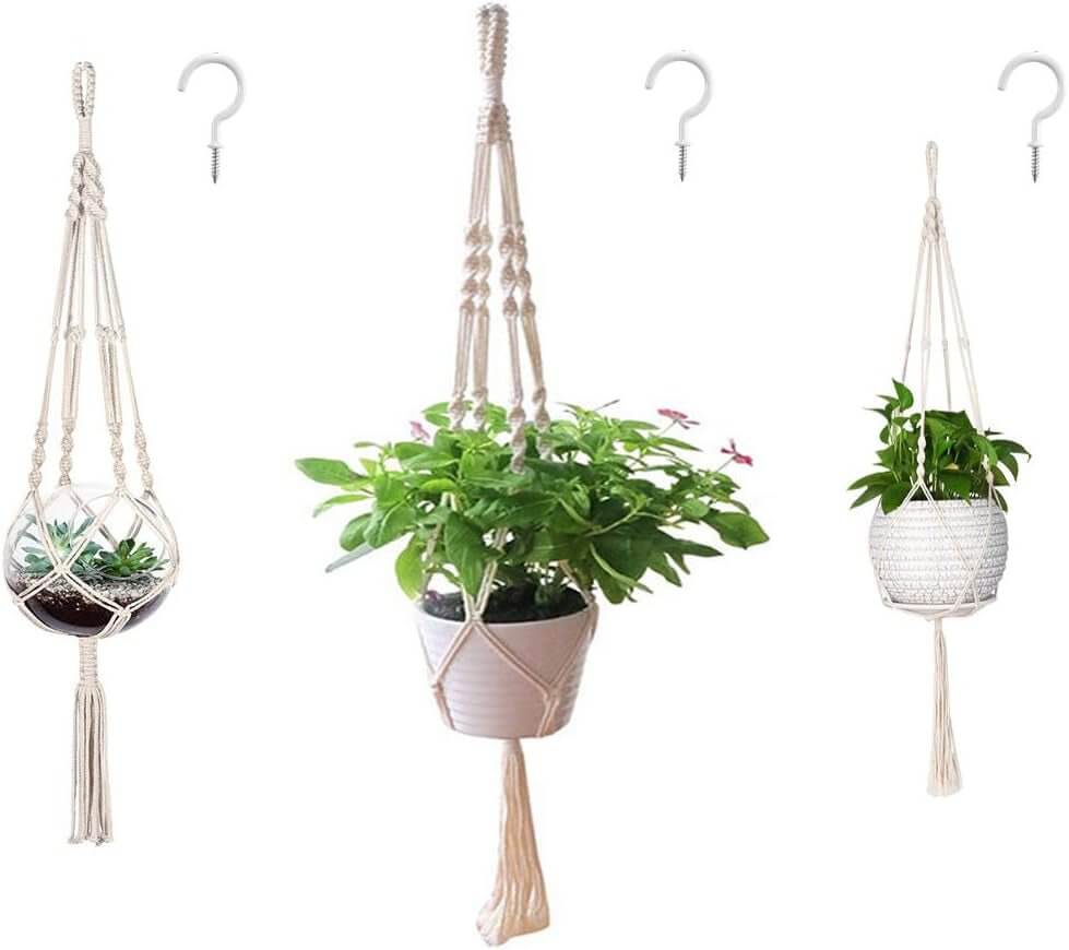 3 - Piece Macrame Plant Hangers with Hooks