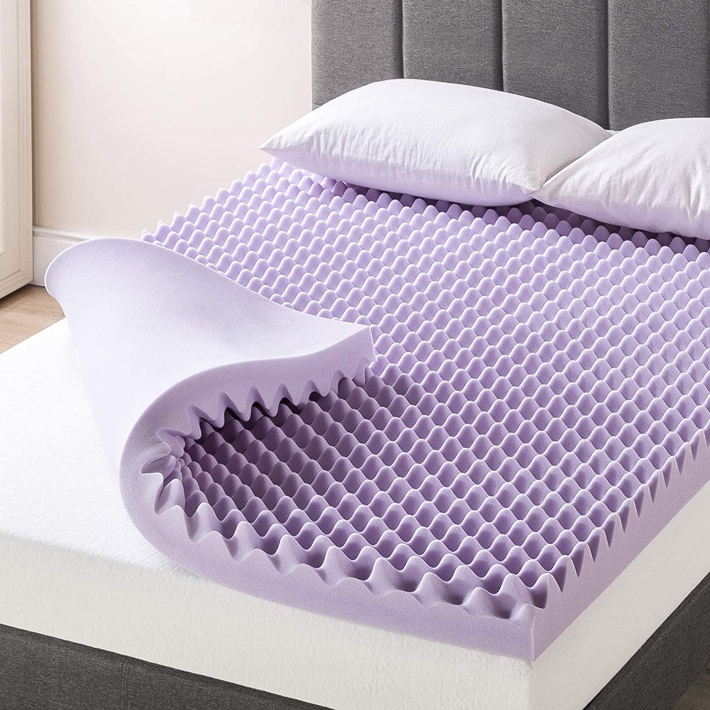 Lavender-Infused Egg Crate Memory Foam Mattress Topper (Full)