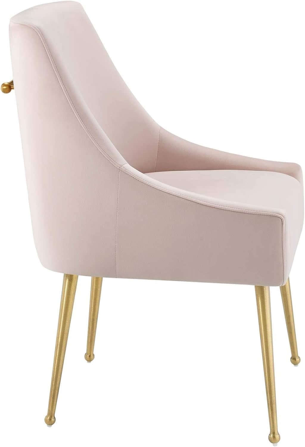 Pink Velvet Dining Chair With Gold Accents, Upholstered