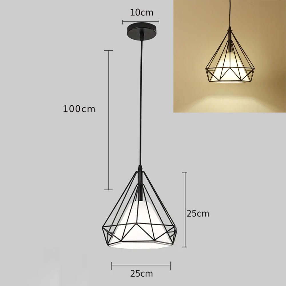 Retro Diamond Iron Cage Pendant Lamp