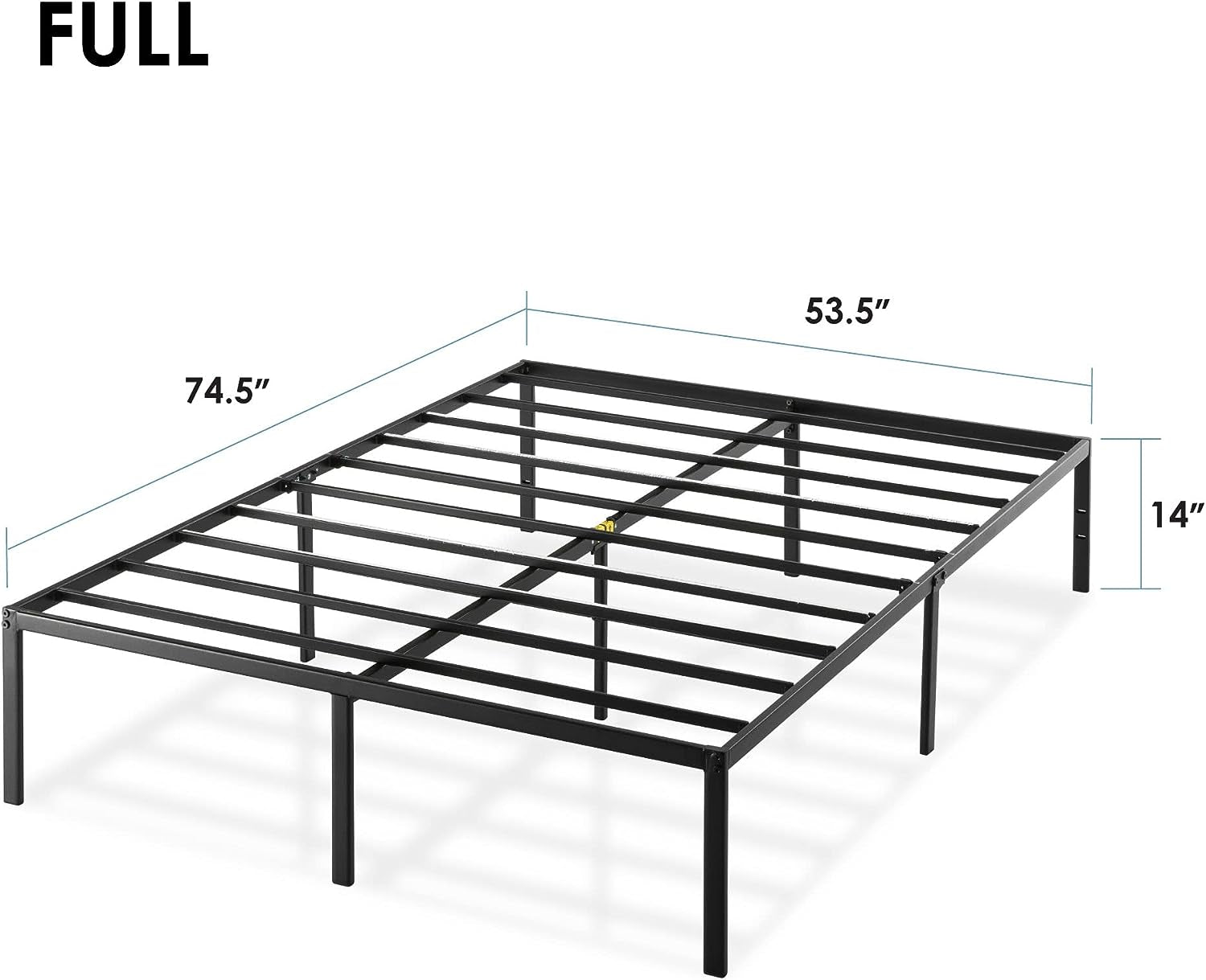 14 Inch Metal Platform Beds W/Heavy Duty Steel Slat Mattress Foundation (No Box Spring Needed), Black