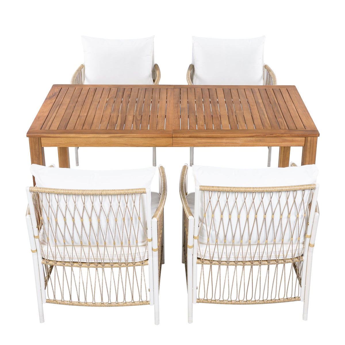 5-Piece Wood Outdoor Dining Set With 67 Inch Table