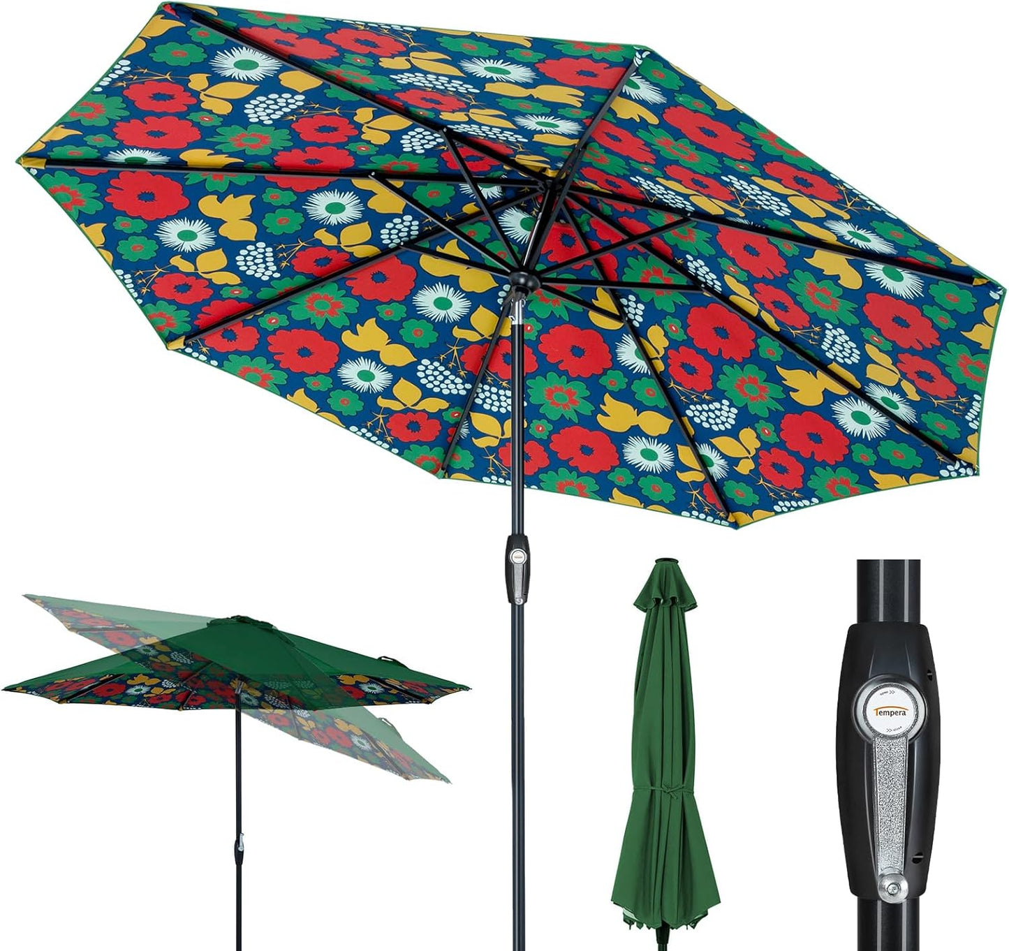 Auto-Tilt Patio Umbrella with Crank and Fade-Resistant Canopy