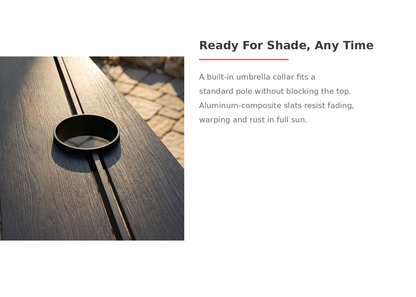 5-Piece Patio Dining Set - ready for shade any time, umbrella hole included (feature callout)