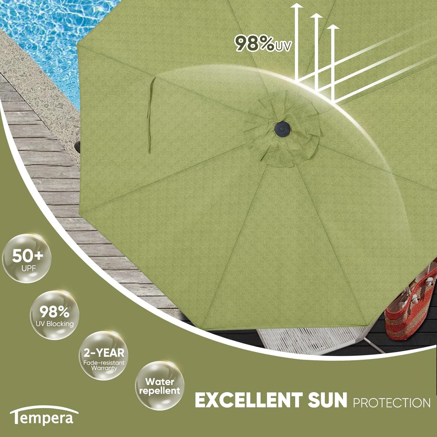 Auto-Tilt Patio Umbrella with Crank and Fade-Resistant Canopy