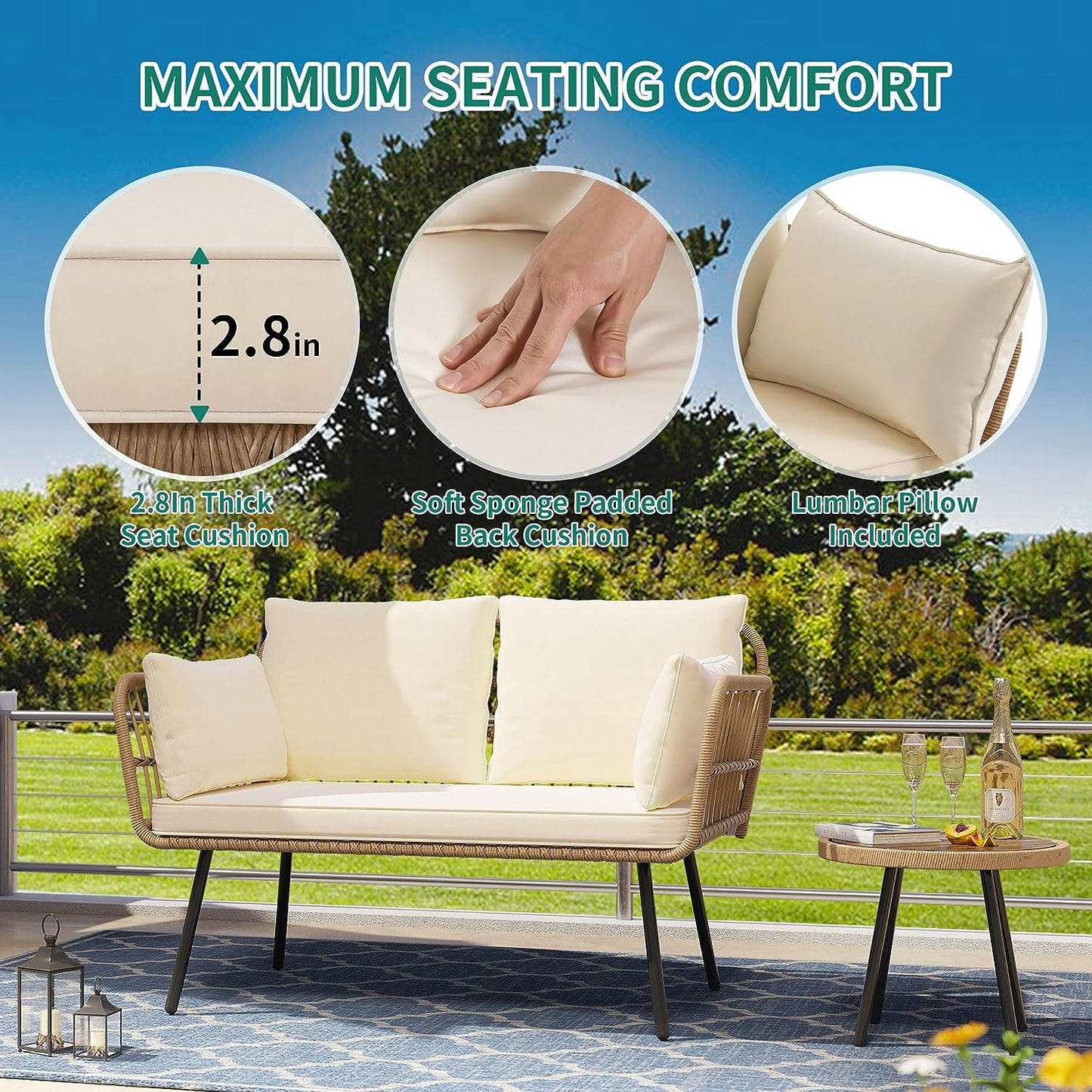 All-Weather Wicker Large Loveseats Patio 