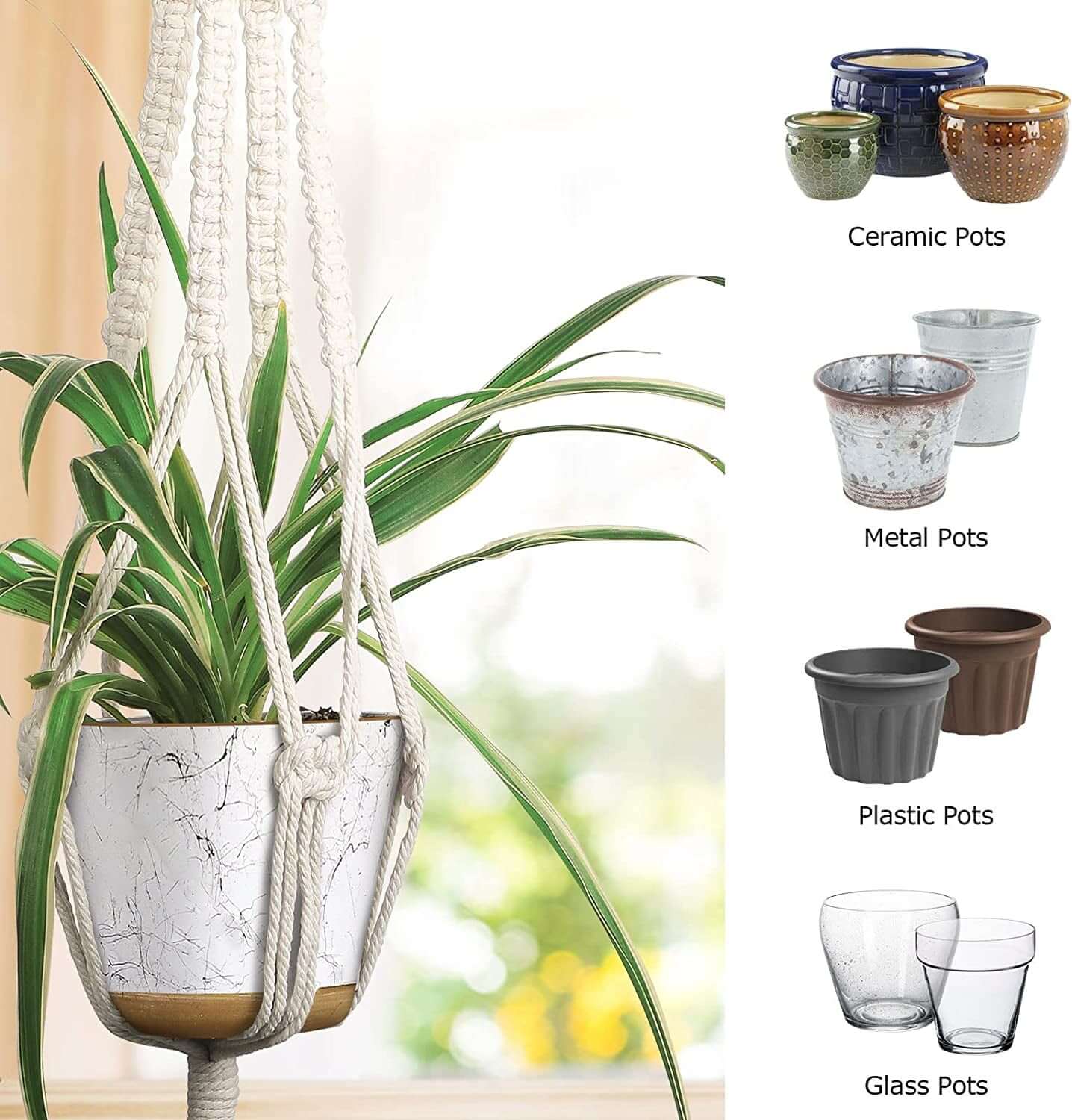 3 - Piece Macrame Plant Hangers with Hooks