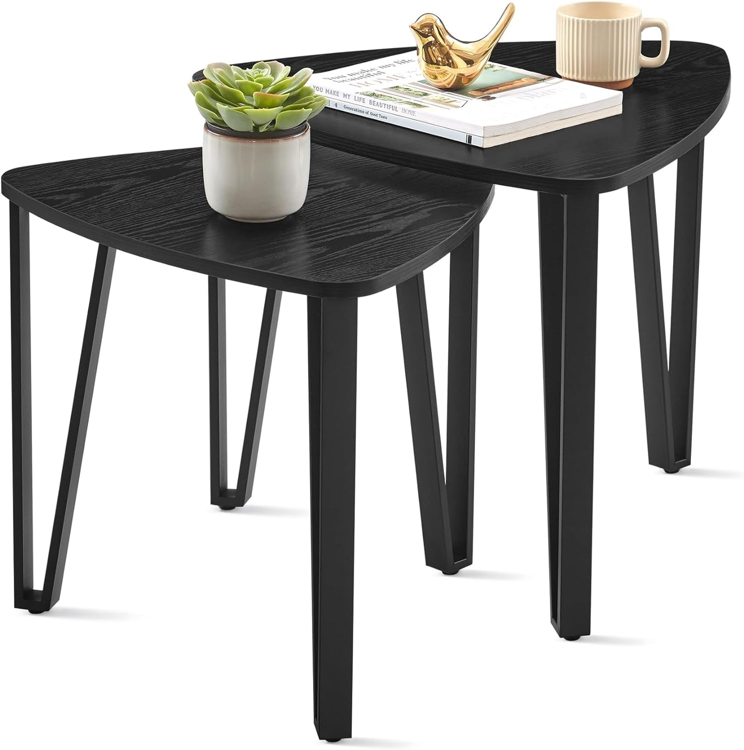 Rustic Brown and Black Coffee Table Set