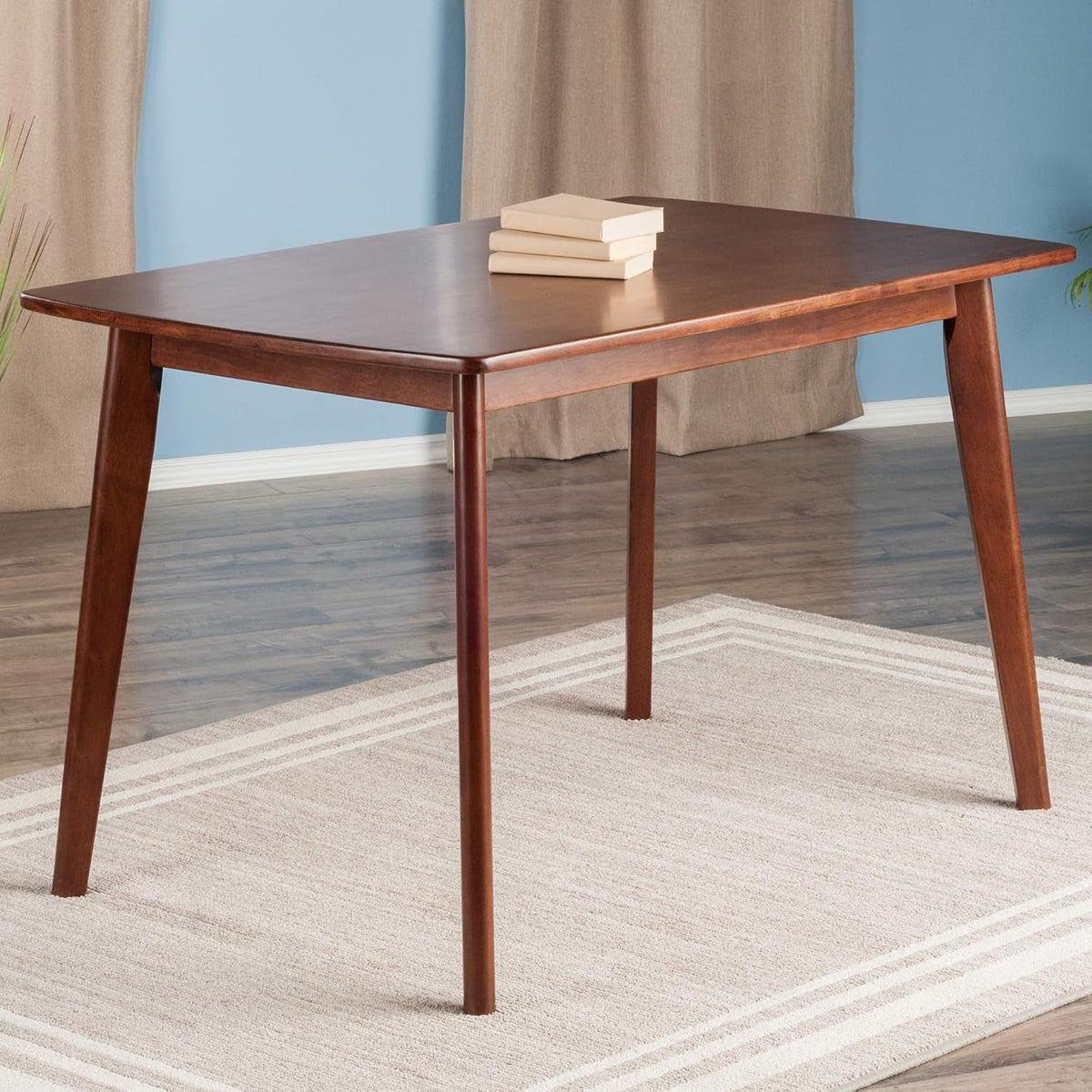 Shaye Walnut Dining Table in Solid Wood, 47.2 Inch Long