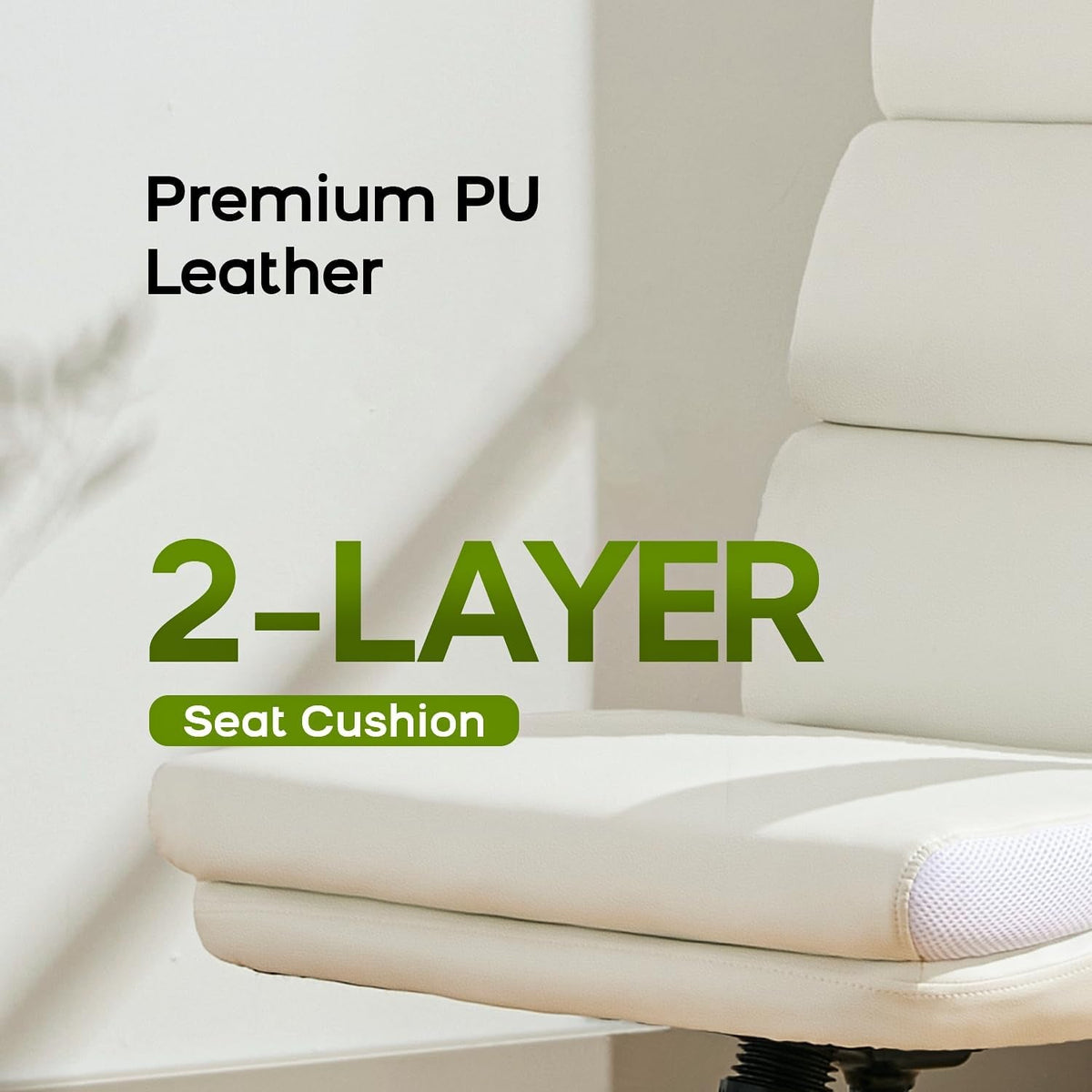 White Ergonomic Office Chair With Adjustable Back Support