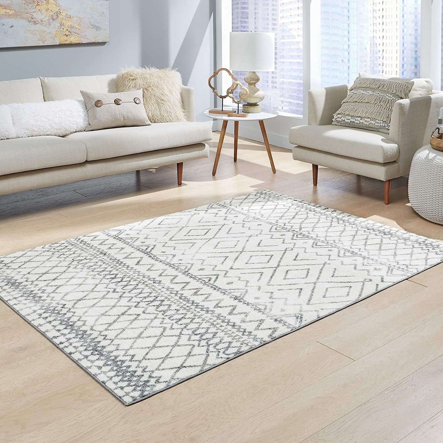 Modern Abstract Diamond Runner Rug with Non - Slip Backing