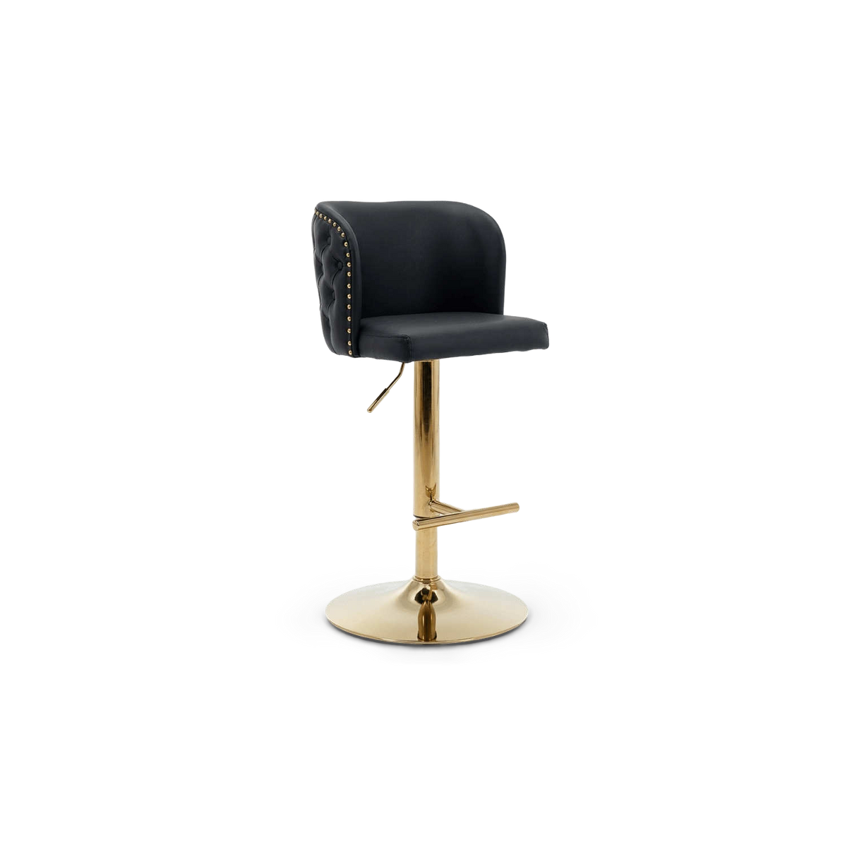 Black PU leather adjustable height counter stool, angled view