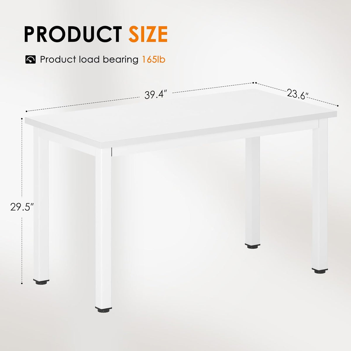 White table dimensions (feature callout)