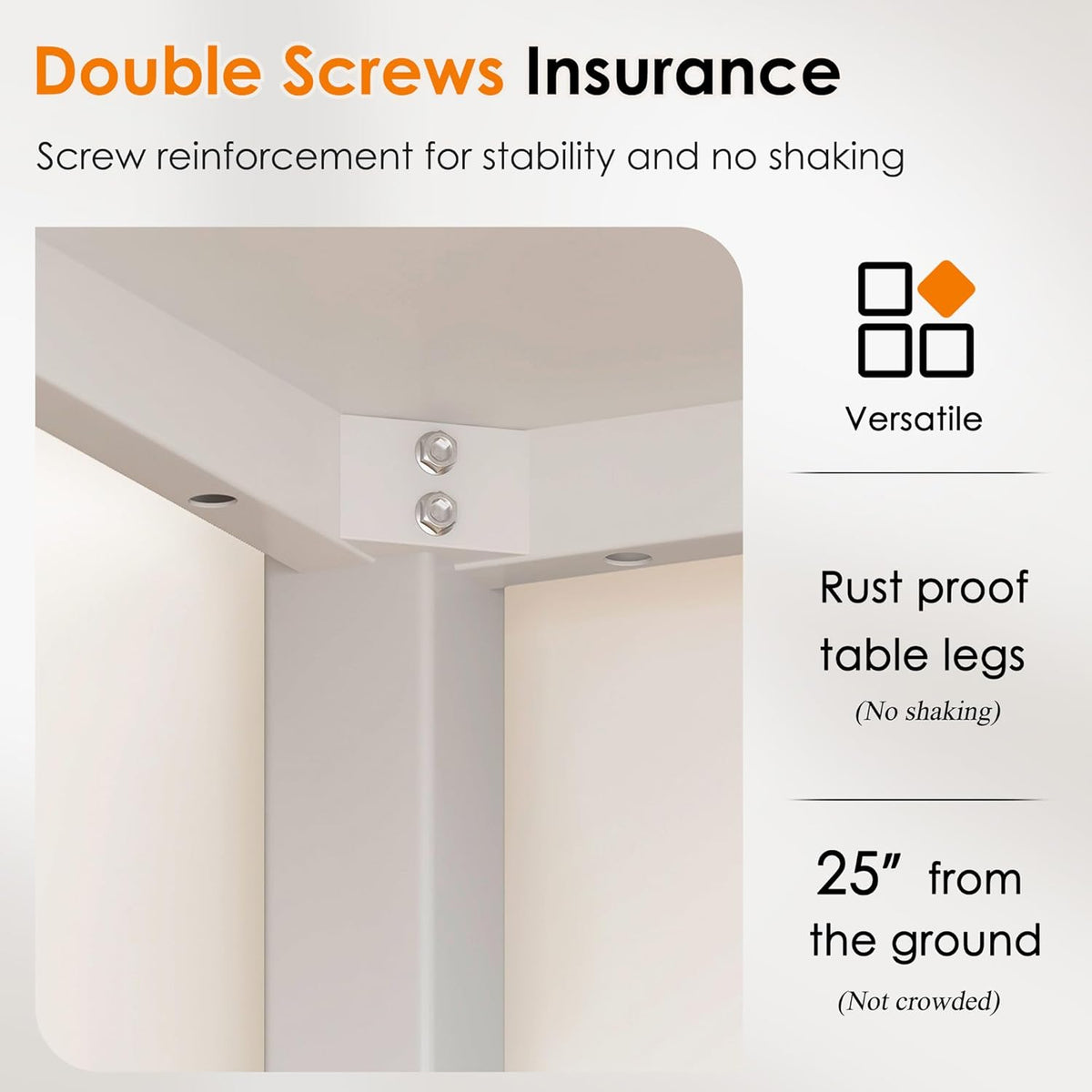 White table specifications (feature callout)
