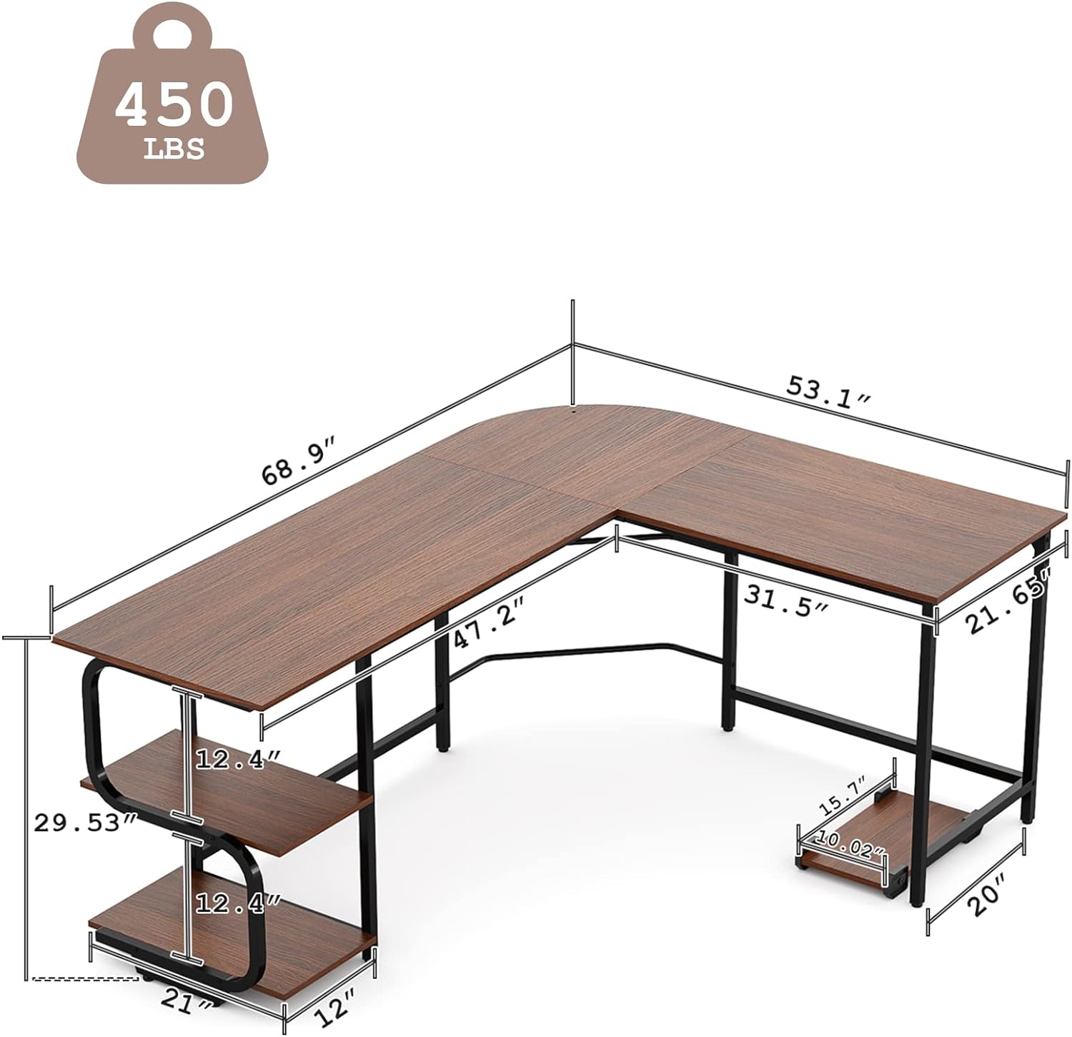 Reversible L Shaped Desk with Storage