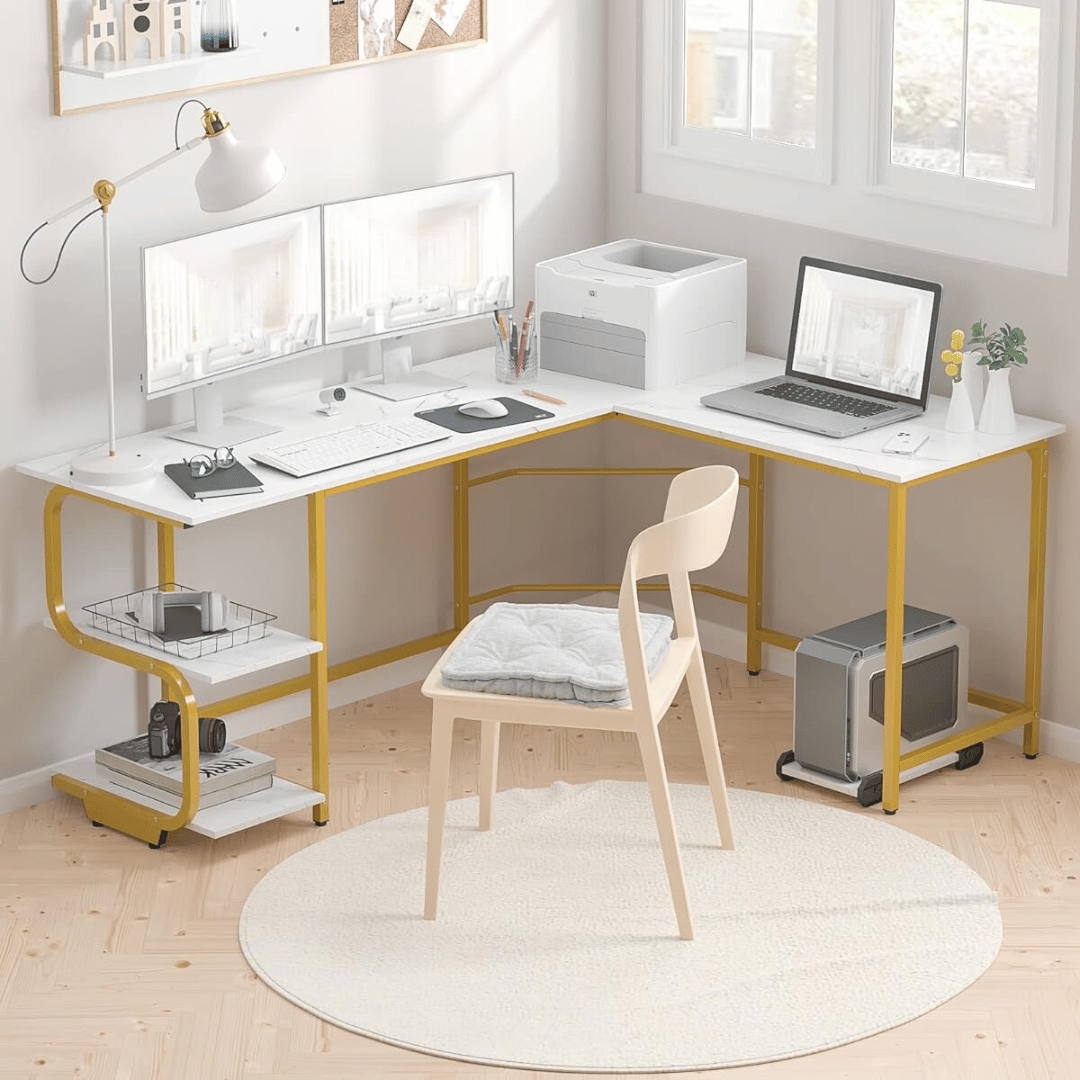 Reversible L Shaped Desk with Storage