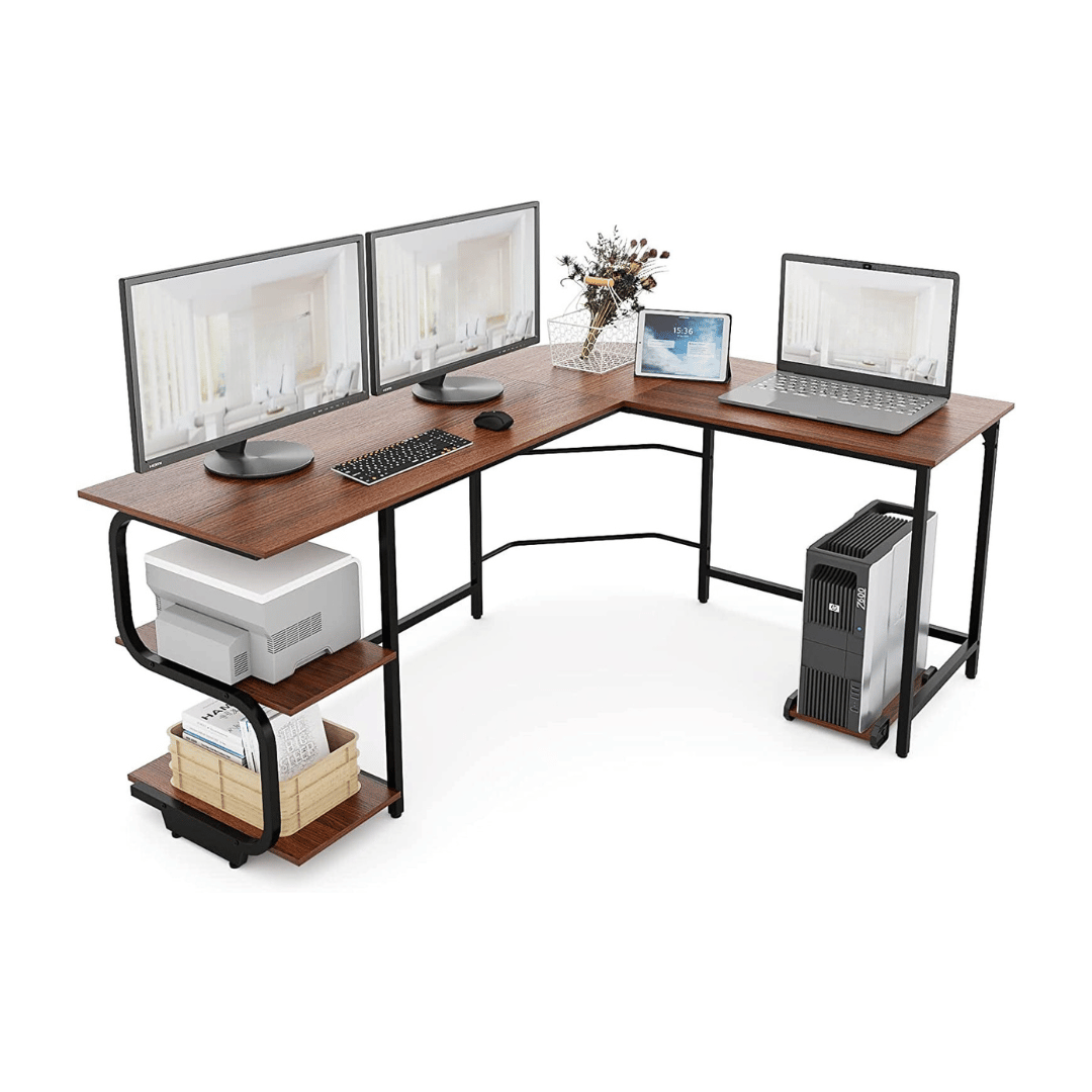 Reversible L Shaped Desk with Storage